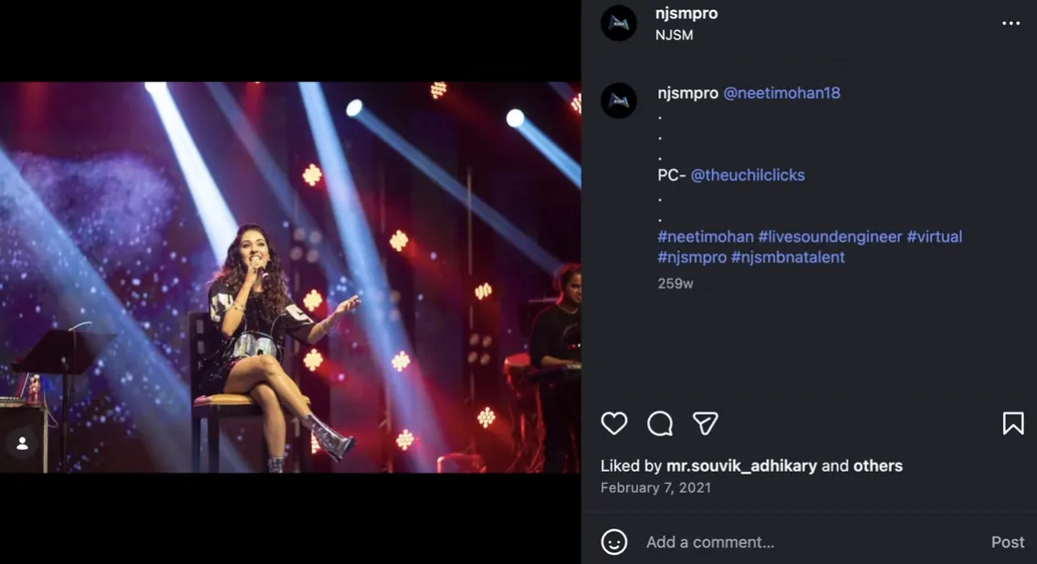 Neeti Mohan performing at NJSM studio