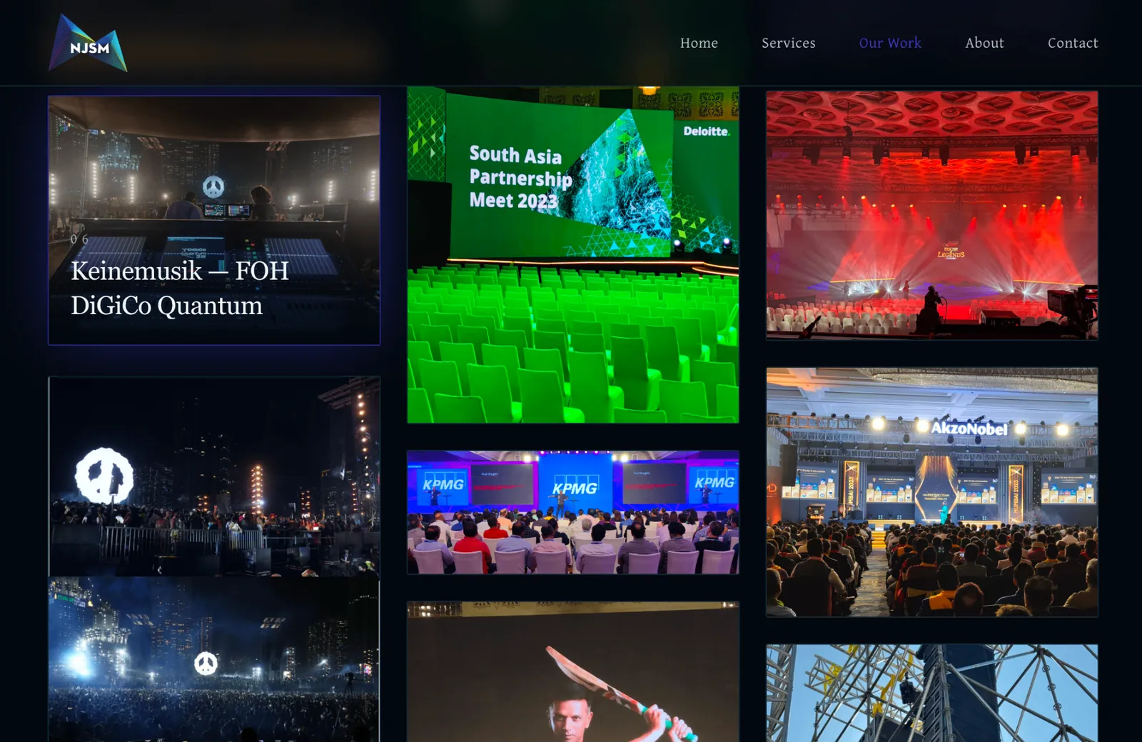 Corporate and concert production gallery grid