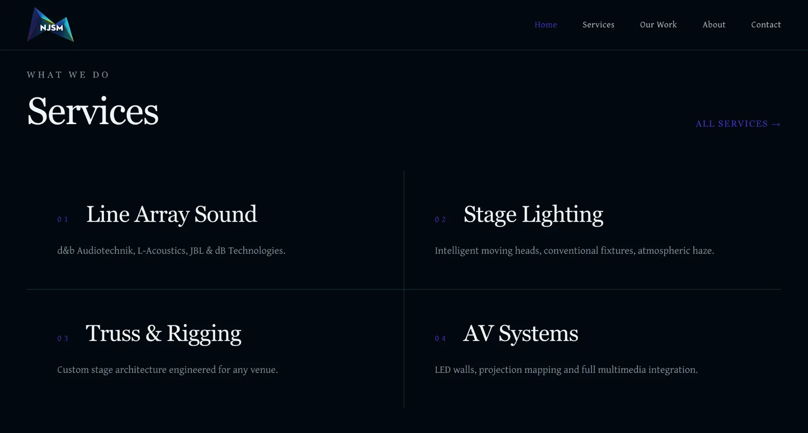 Services section of the new NJSM website