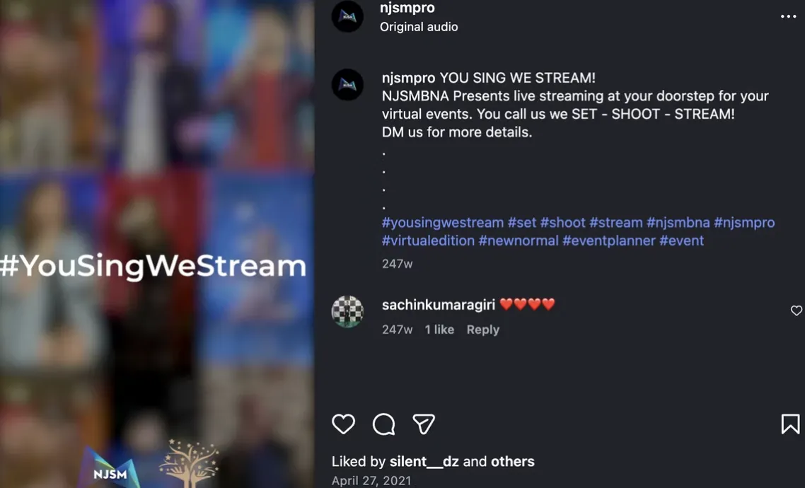 NJSM #YouSingWeStream campaign post